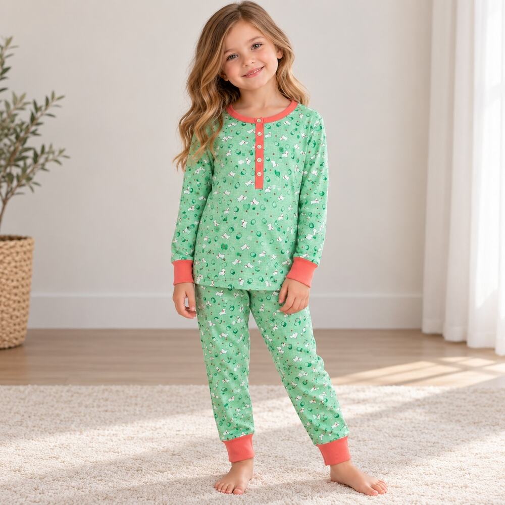 American Girl Green 2 Piece Scottie Dog Pajamas Set Large